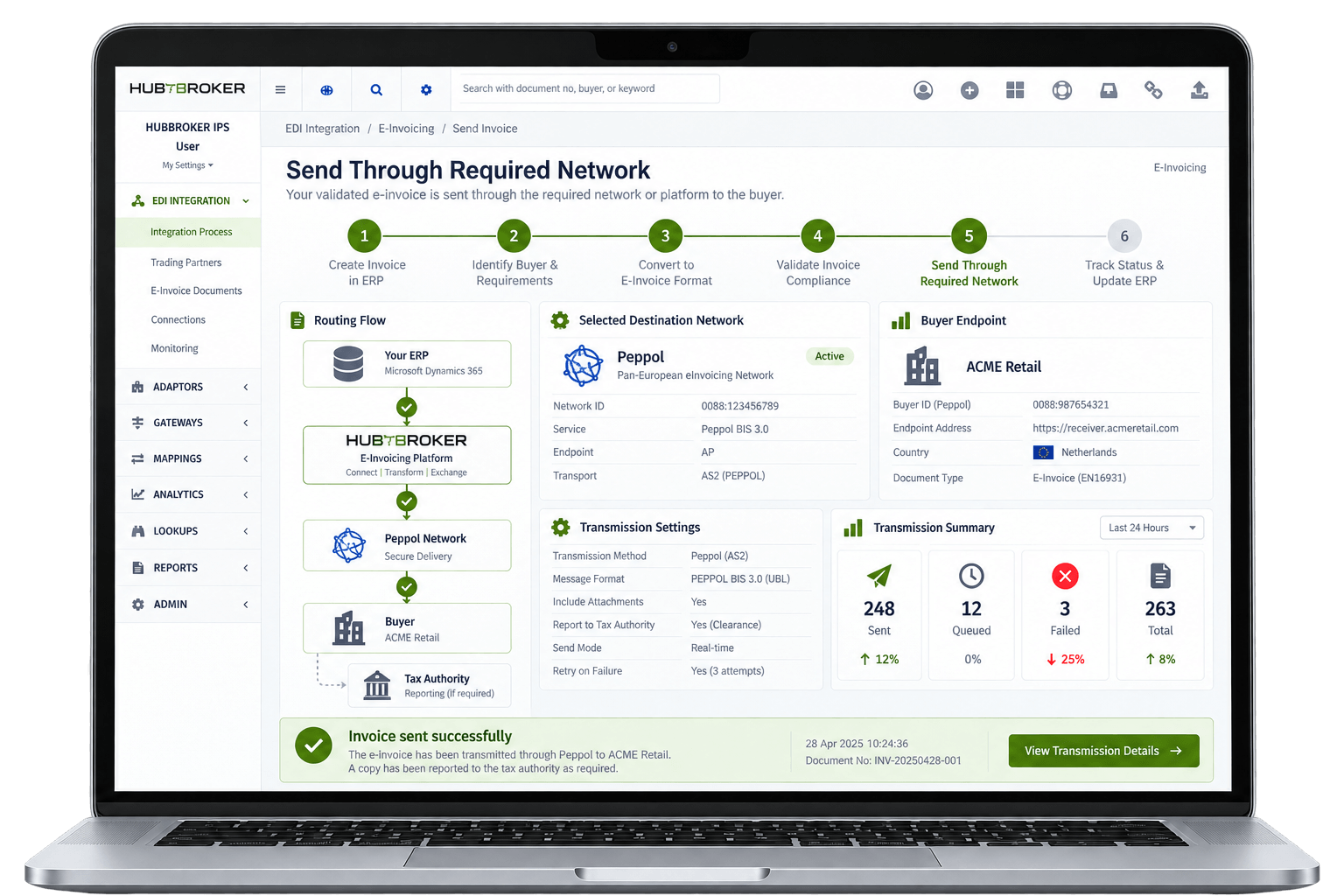 Send Through Required Network