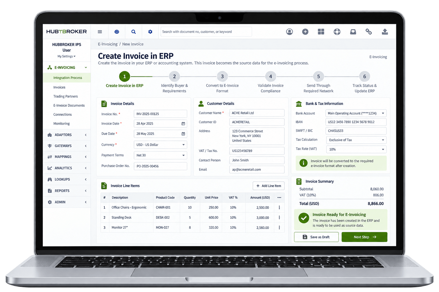 Create Invoice in ERP